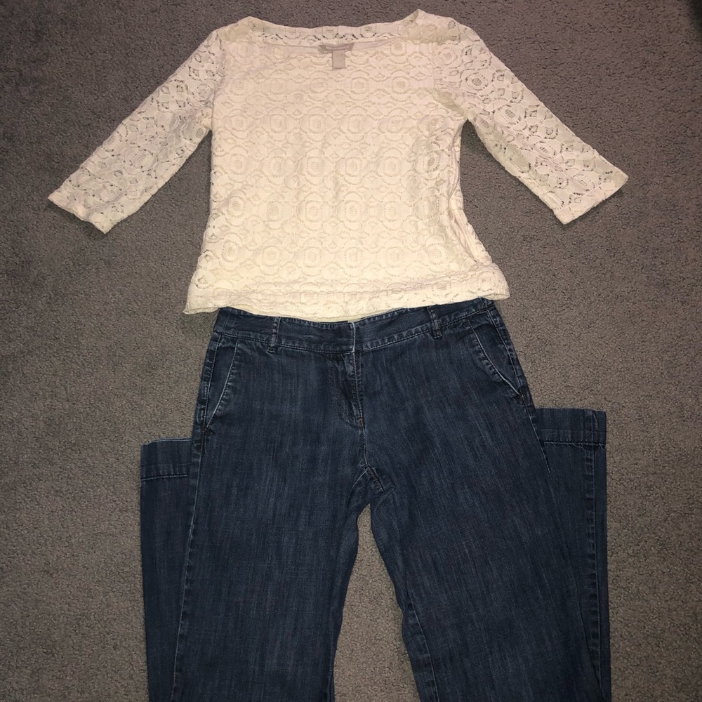 Ann Taylor Loft wide leg petite jeans